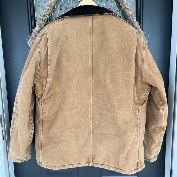 Carhartt Jacket Mens Large Brown Duck Canvas Heavy Zip Up Outdoors Work Quilt - Picture 2 of 10